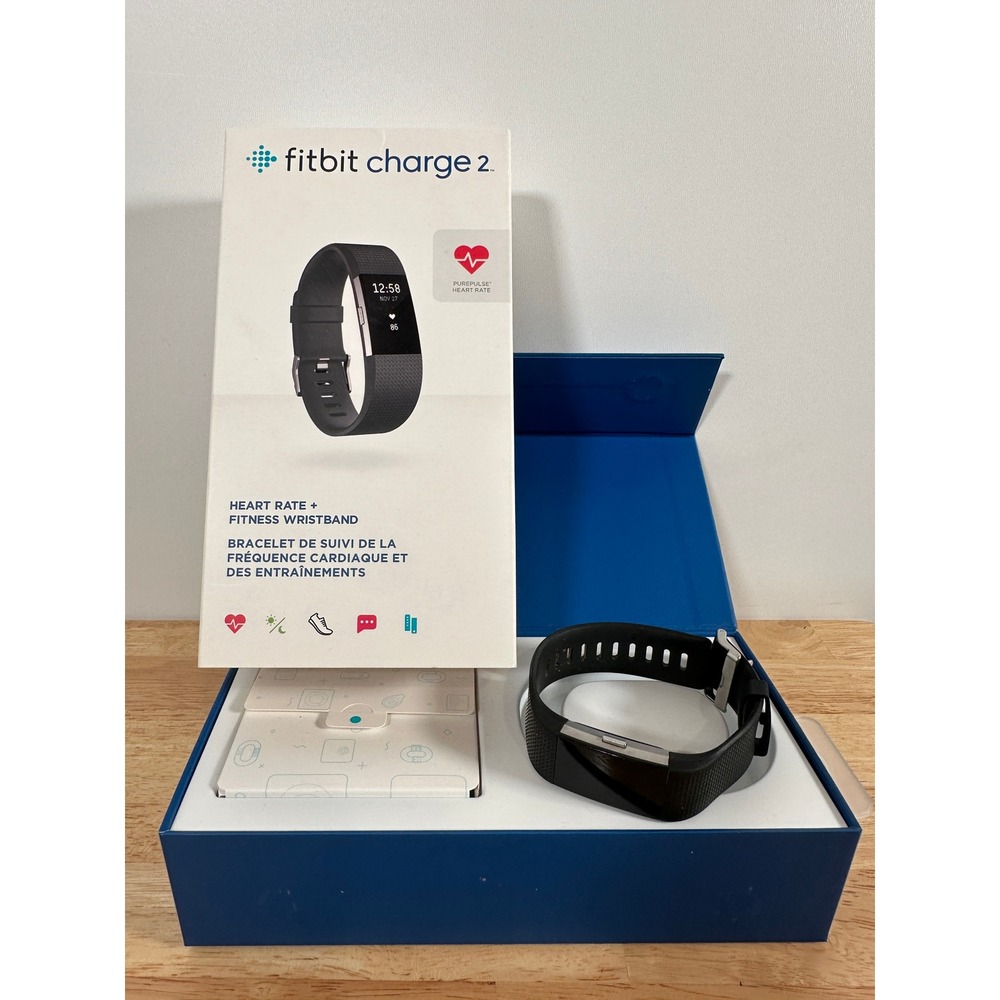 Fitbit Charge 2 Black Fitness Wristband Heart Rate Tracker Sporty Tech One Size